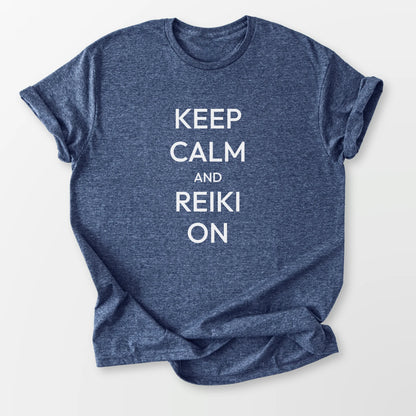 Keep Calm and Reiki Tee Heather Navy T-Shirt