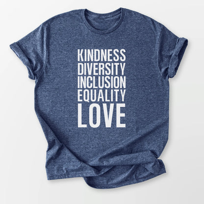 Kindness Inclusion Love Tee Heather Navy T-Shirt