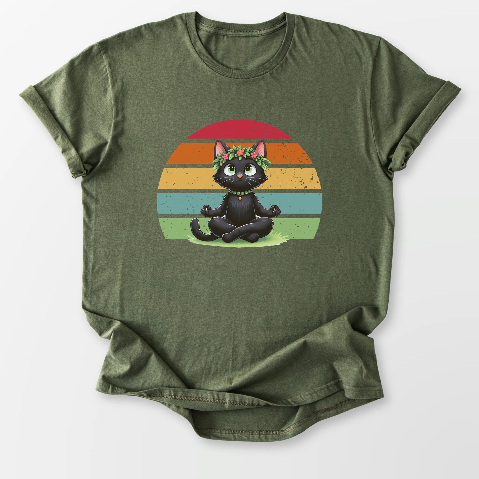 Kitty Sukhasana Tee Military Green T-Shirt