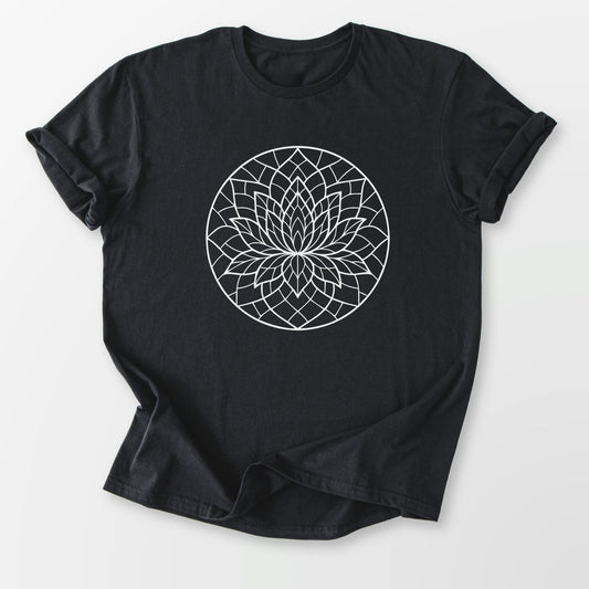 Layered Lotus Tee Black T-Shirt