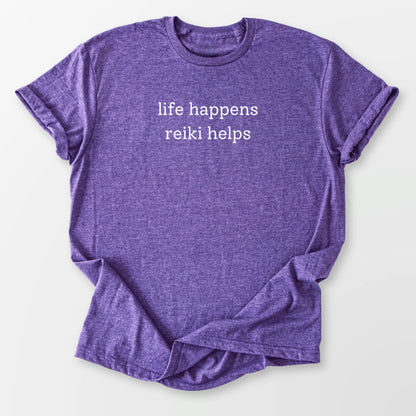 Life Happens Reiki Helps Tee Heather Purple T-Shirt