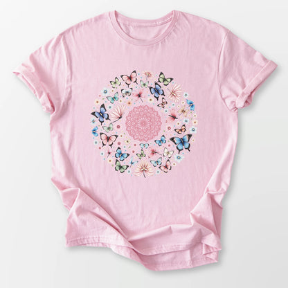 Light Butterfly Mandala Tee Light Pink T-Shirt