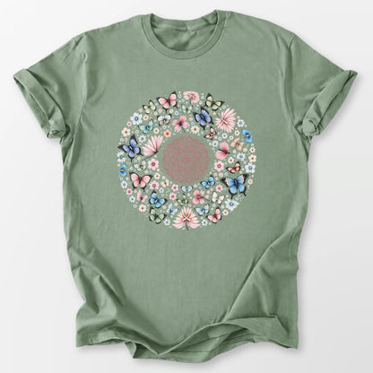 Light Butterfly Mandala Tee Sage T-Shirt