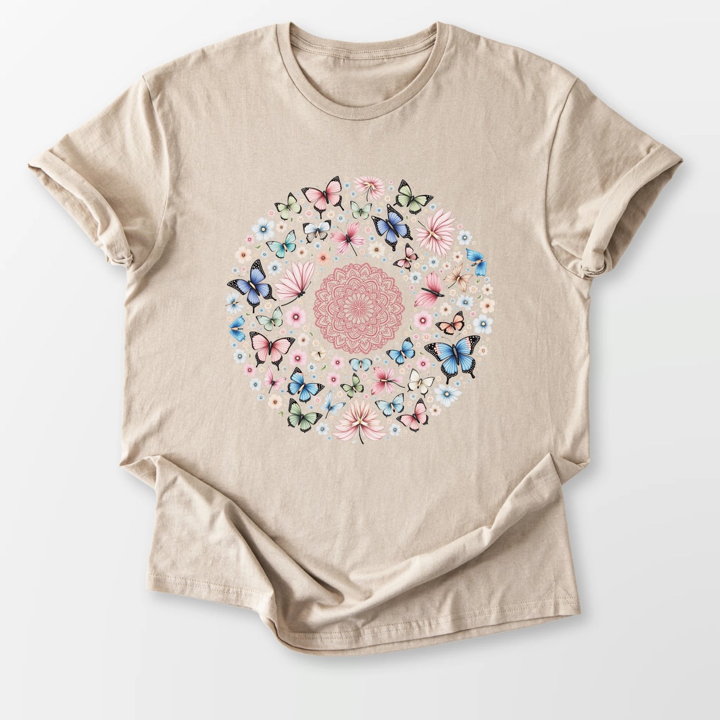 Light Butterfly Mandala Tee Sand T-Shirt