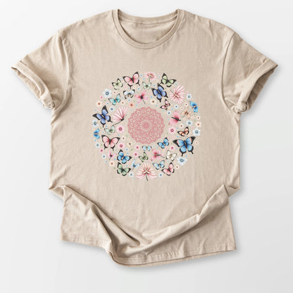 Light Butterfly Mandala Tee Sand T-Shirt