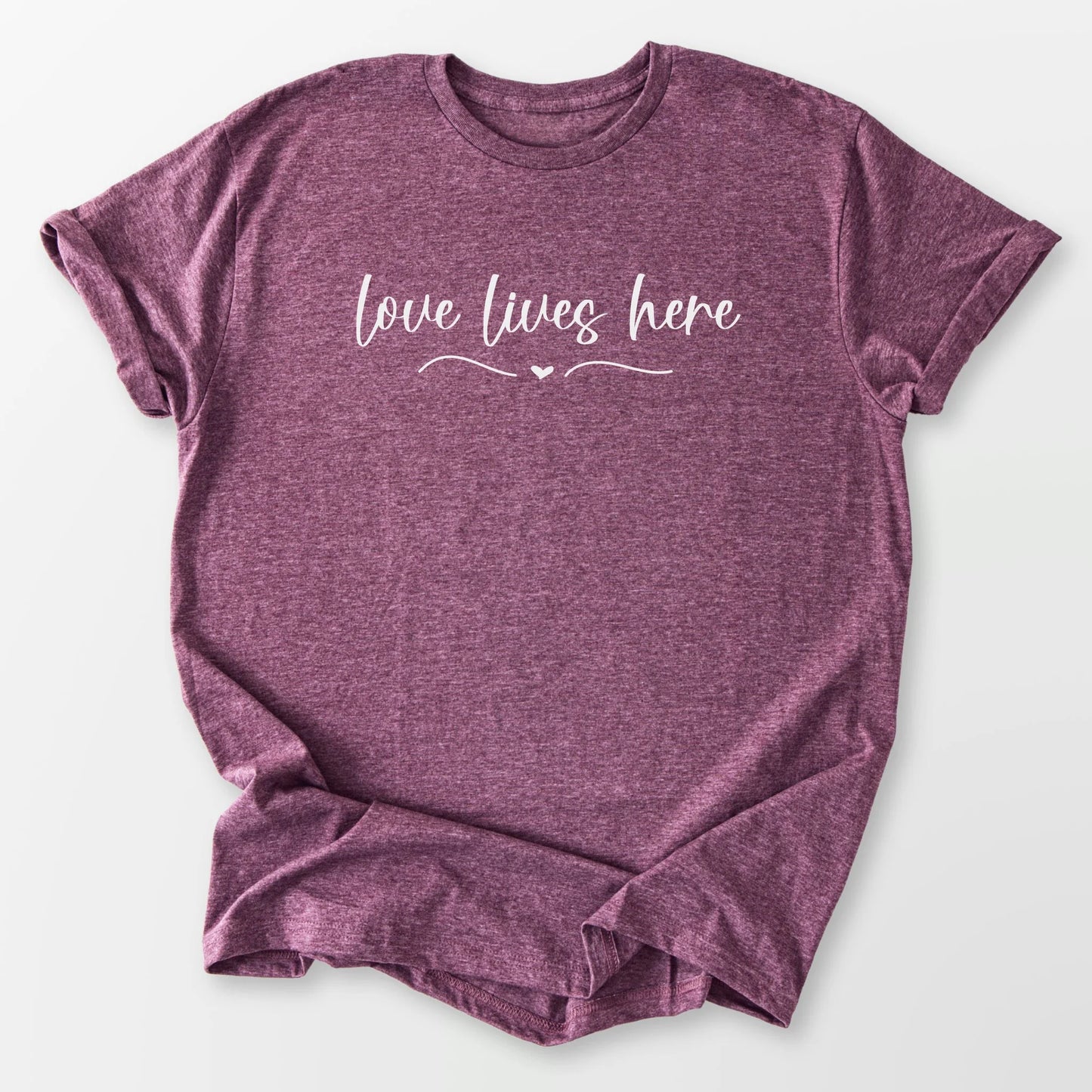 Love Lives Here Tee Heather Maroon T-Shirt