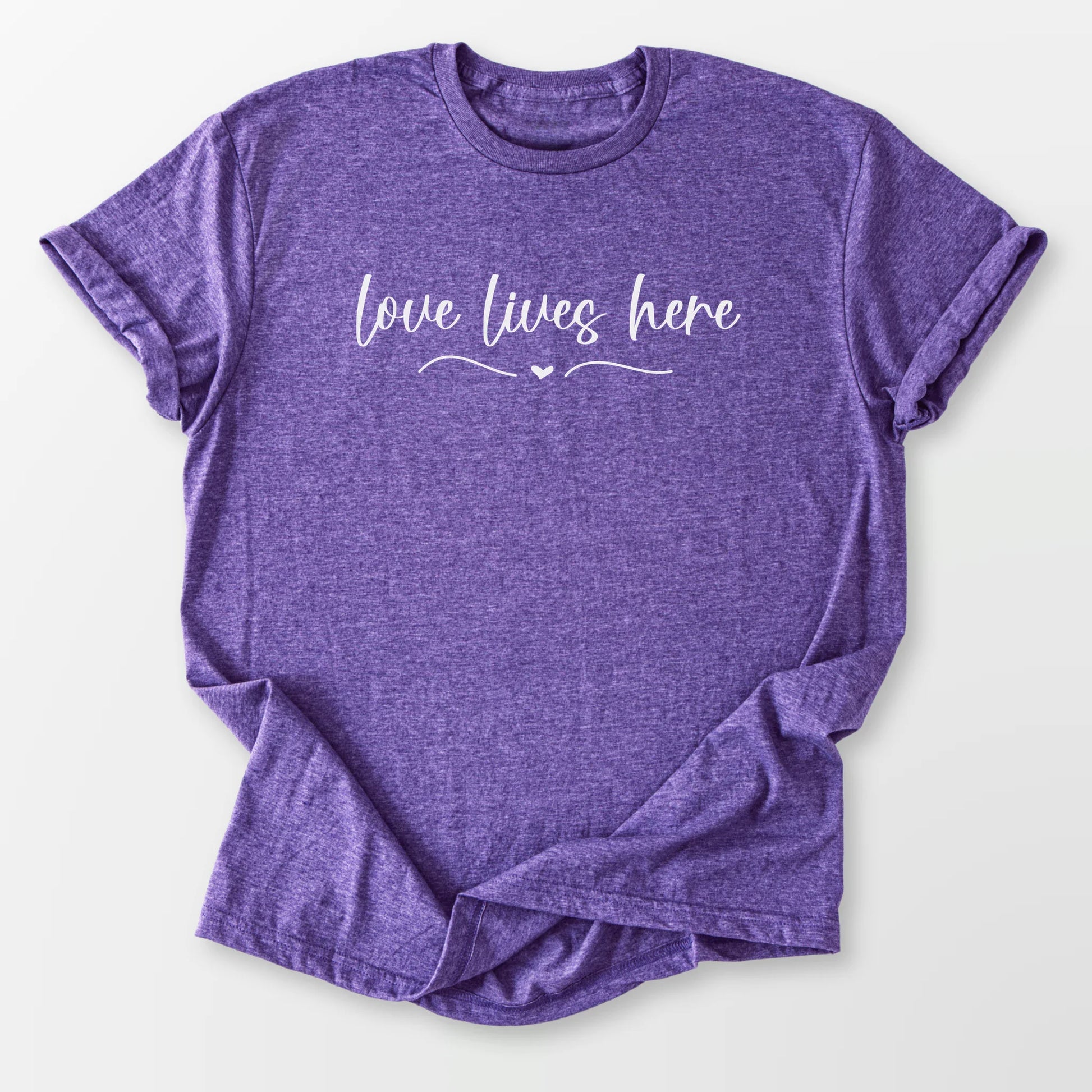 Love Lives Here Tee Heather Purple T-Shirt