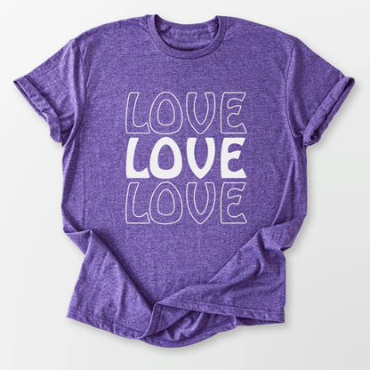 Love Love Love Tee Heather Purple T-Shirt