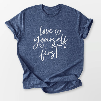 Love Yourself First Tee Heather Navy T-Shirt