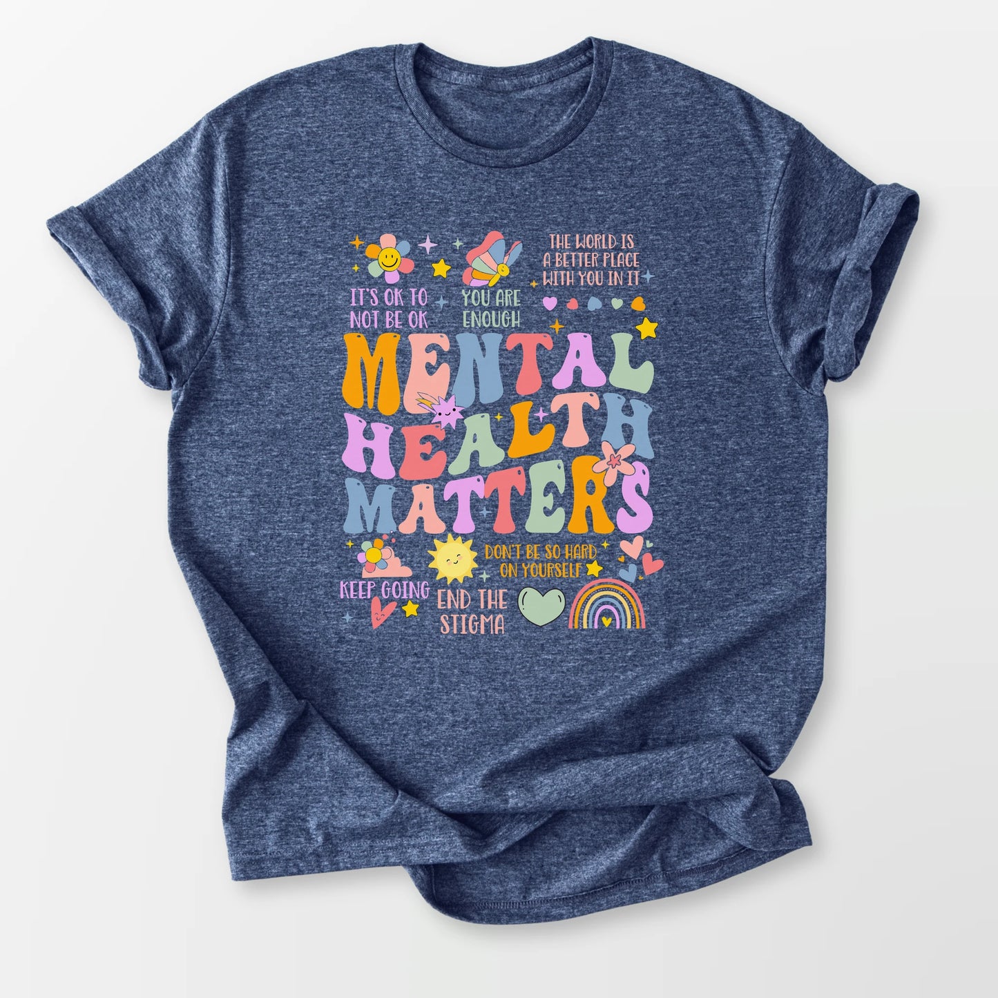 Mental Health Matters Tee Heather Navy T-Shirt