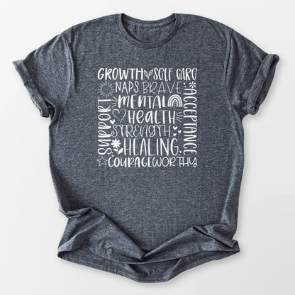 Mental Health Strength Tee Dark Heather Grey T-Shirt