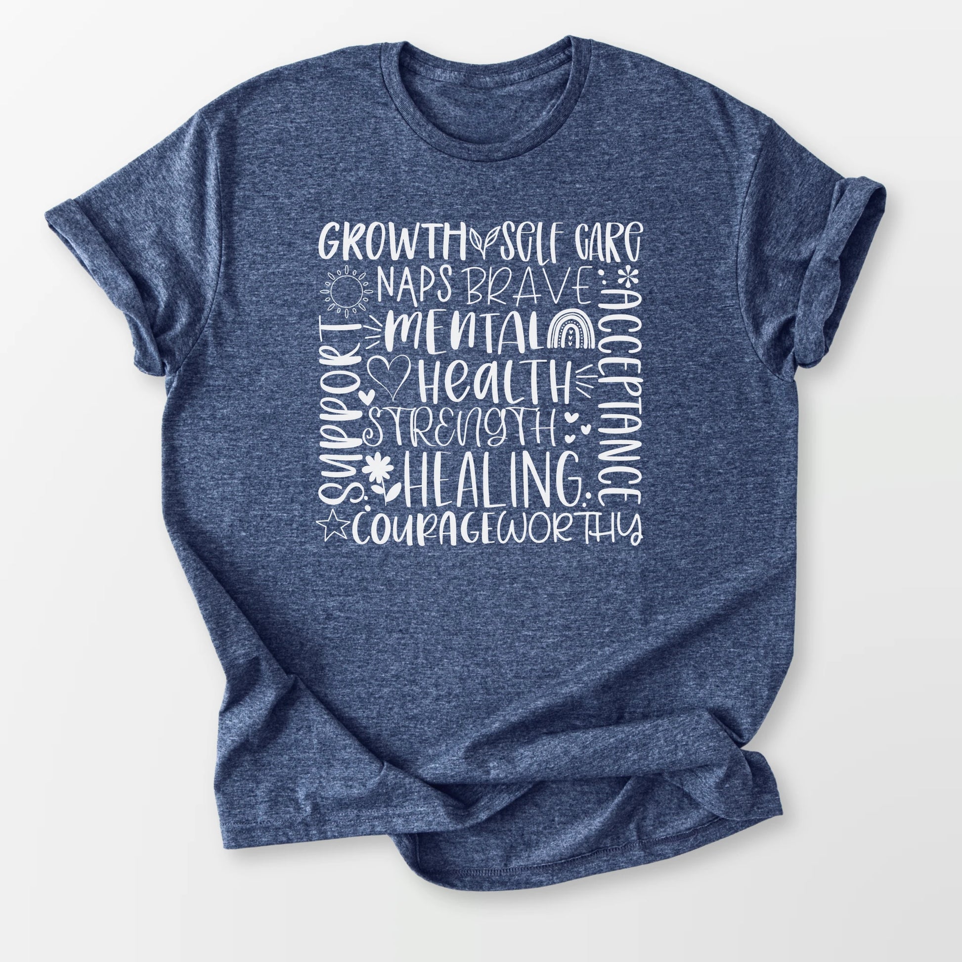 Mental Health Strength Tee Heather Navy T-Shirt
