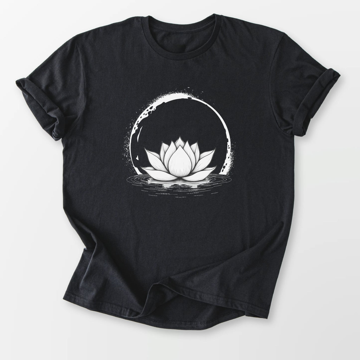 Moonlit Lotus Bloom Tee Black T-Shirt