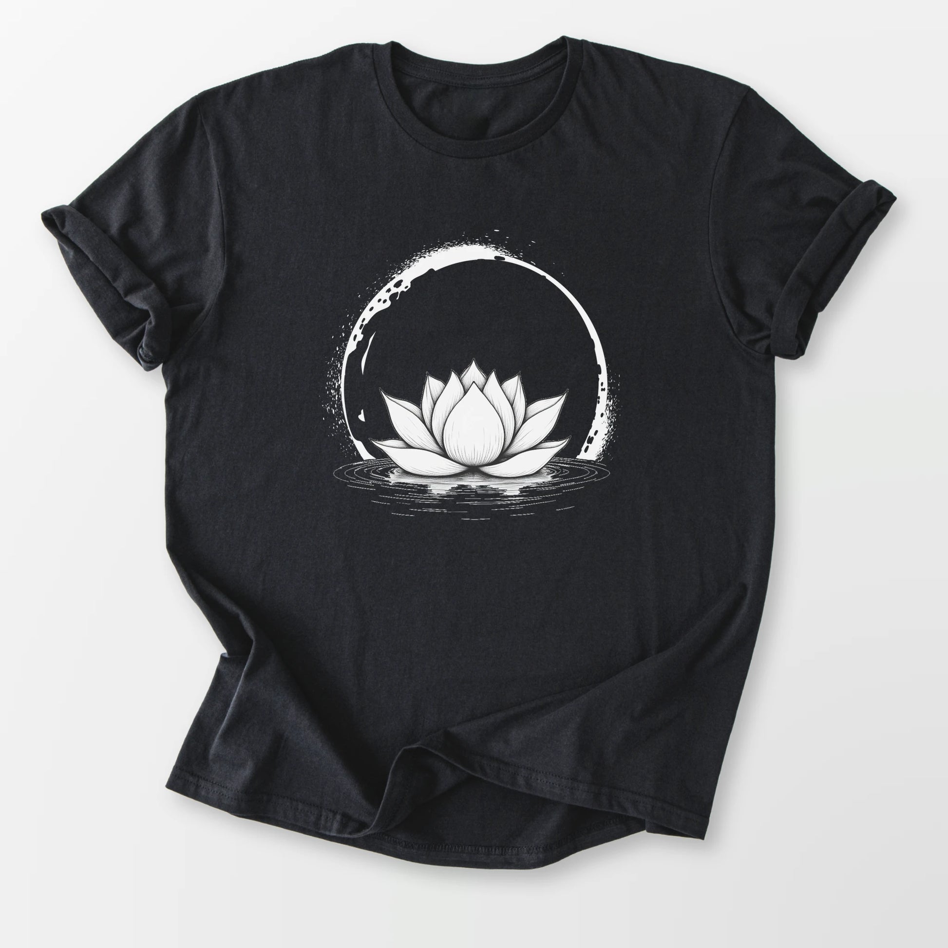 Moonlit Lotus Bloom Tee Black T-Shirt