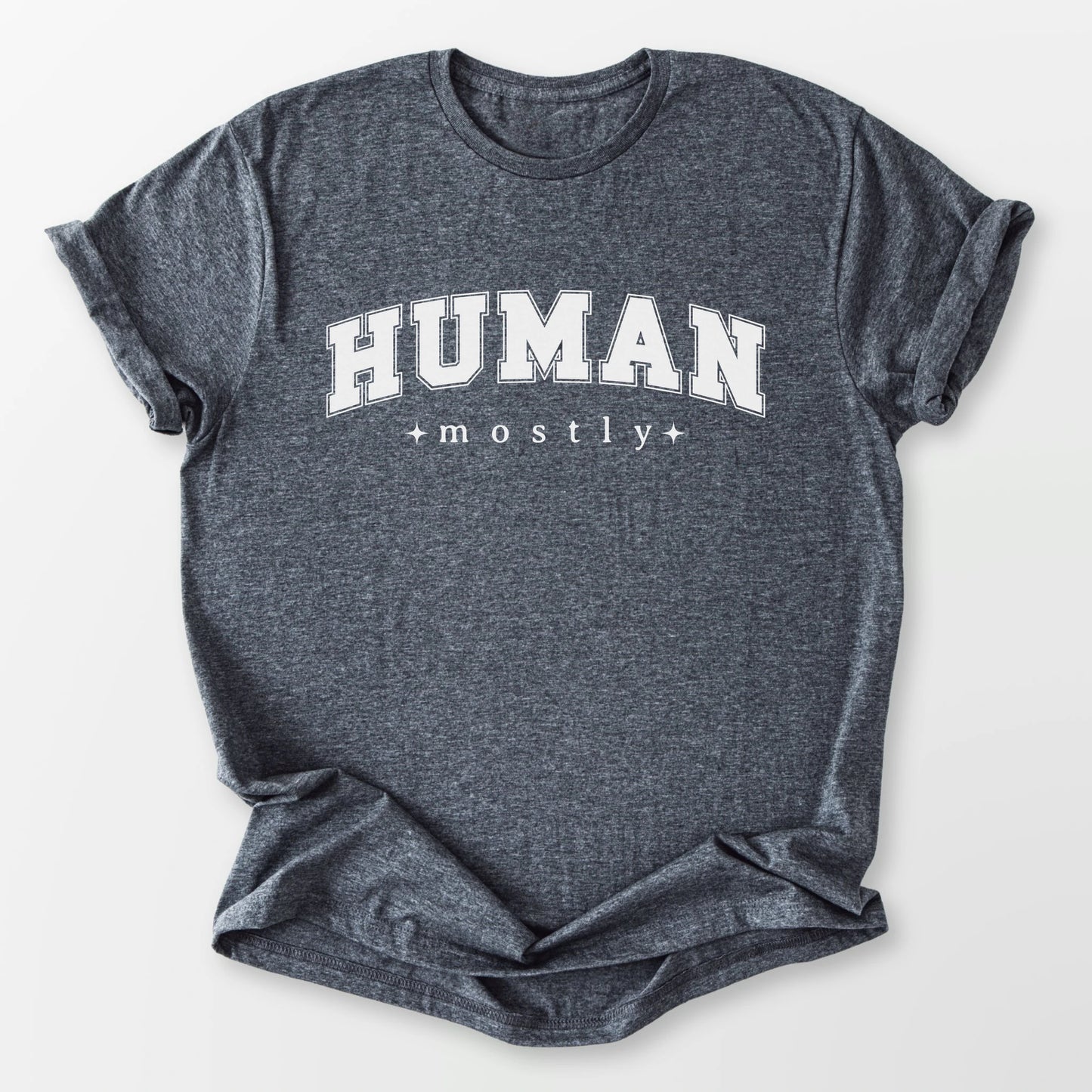 Mostly Human Tee Dark Heather Grey T-Shirt