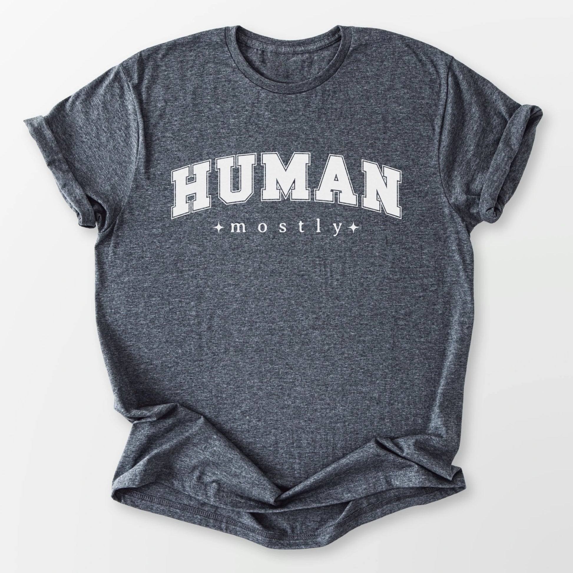 Mostly Human Tee Dark Heather Grey T-Shirt