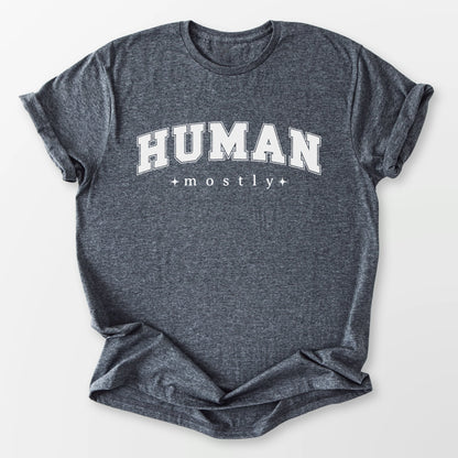 Mostly Human Tee Dark Heather Grey T-Shirt