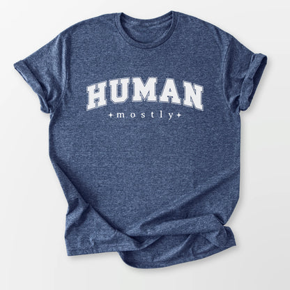 Mostly Human Tee Heather Navy T-Shirt