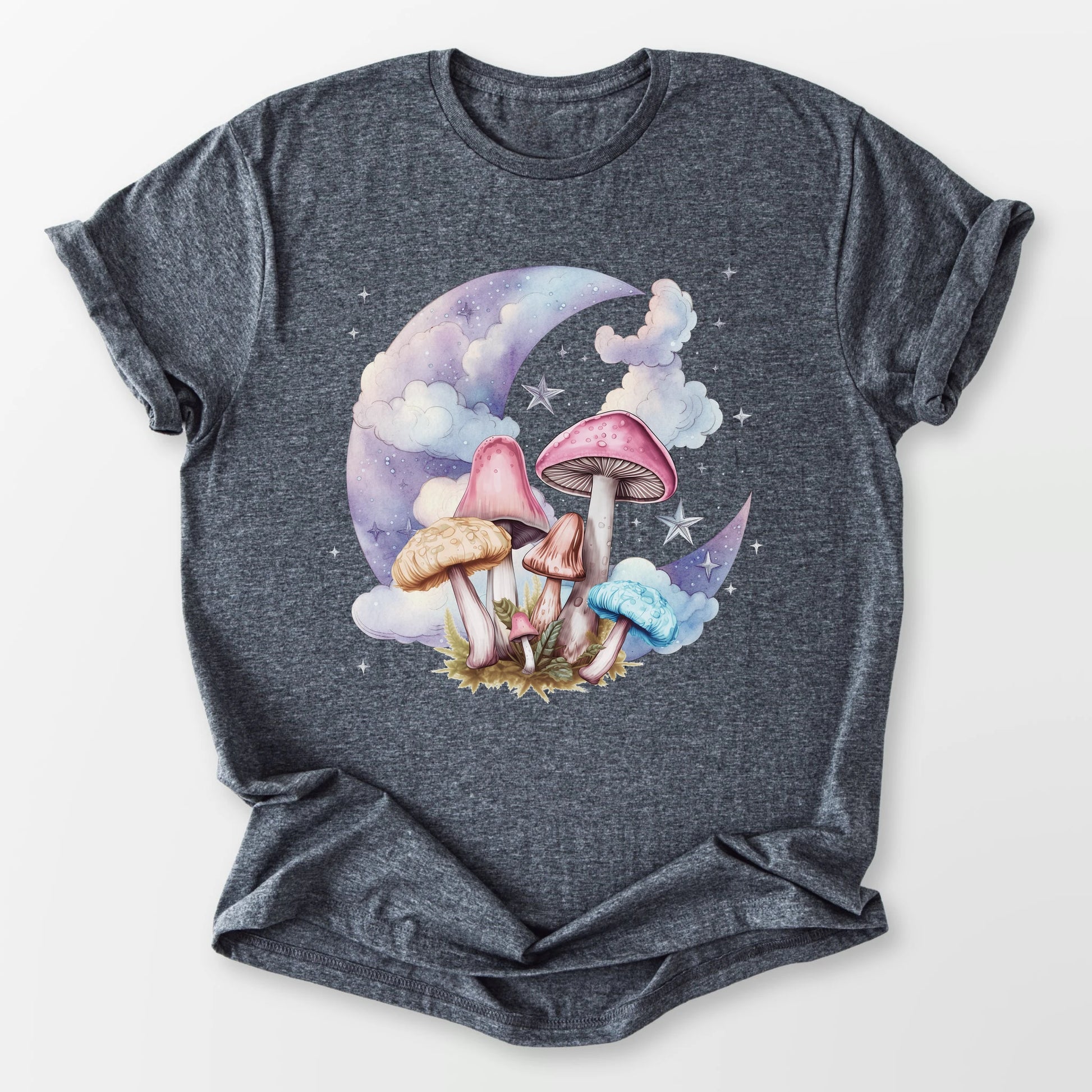 Mushrooms Moon Tee Dark Heather Grey T-Shirt
