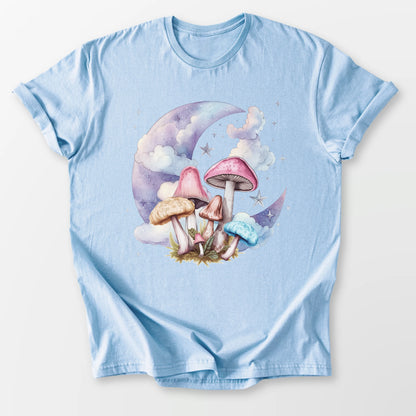 Mushrooms Moon Tee Light Blue T-Shirt