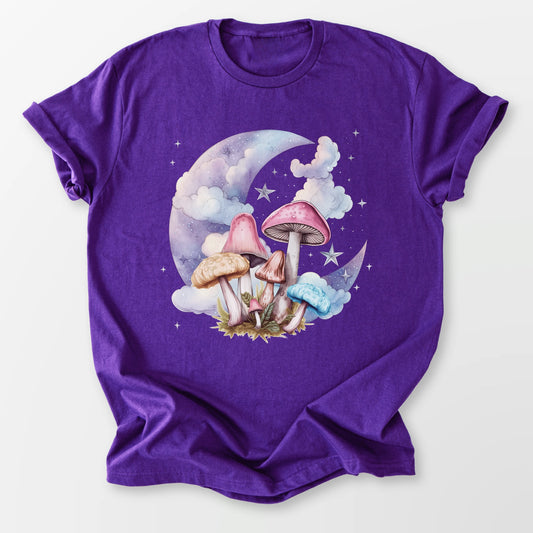 Mushrooms Moon Tee Purple T-Shirt