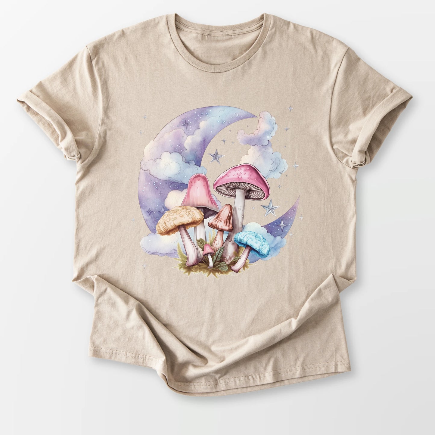 Mushrooms Moon Tee Sand T-Shirt
