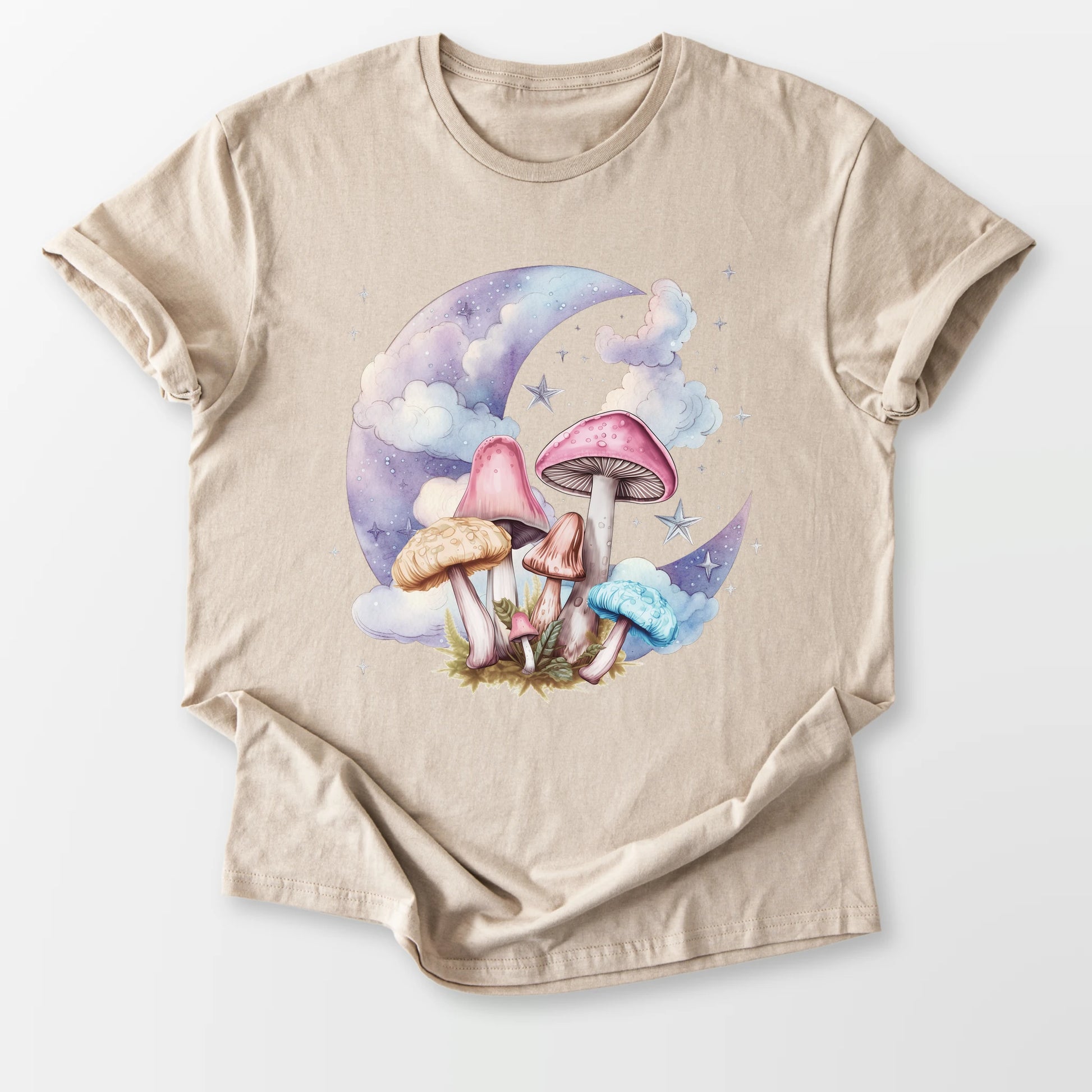 Mushrooms Moon Tee Sand T-Shirt