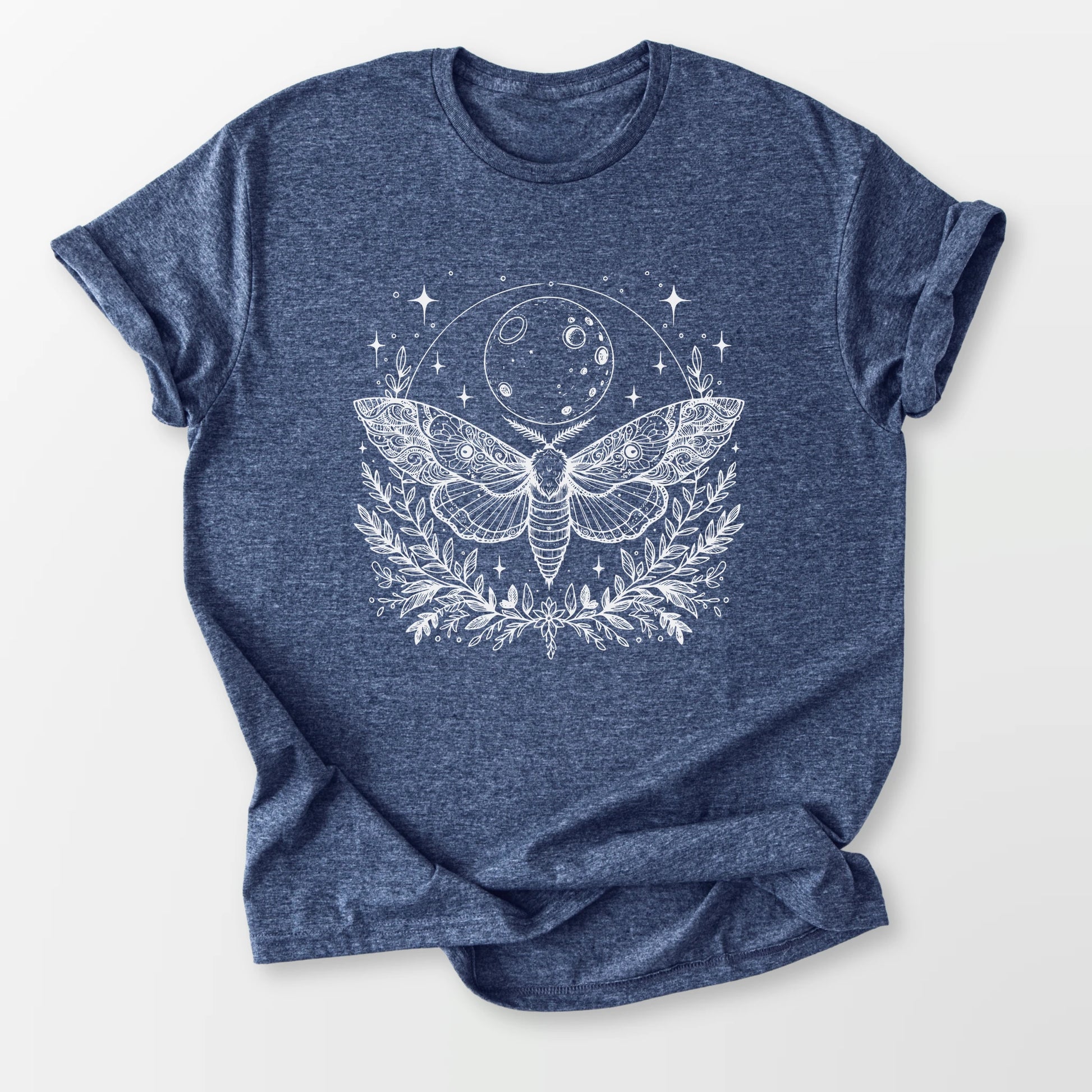 Mystic Moon Moth Tee Heather Navy T-Shirt