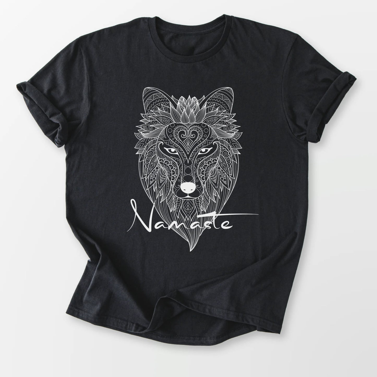 Namaste Wolf Tee Black T-Shirt
