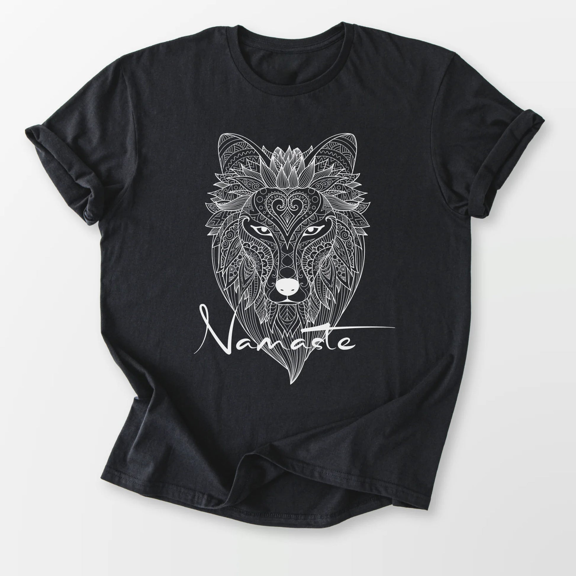 Namaste Wolf Tee Black T-Shirt