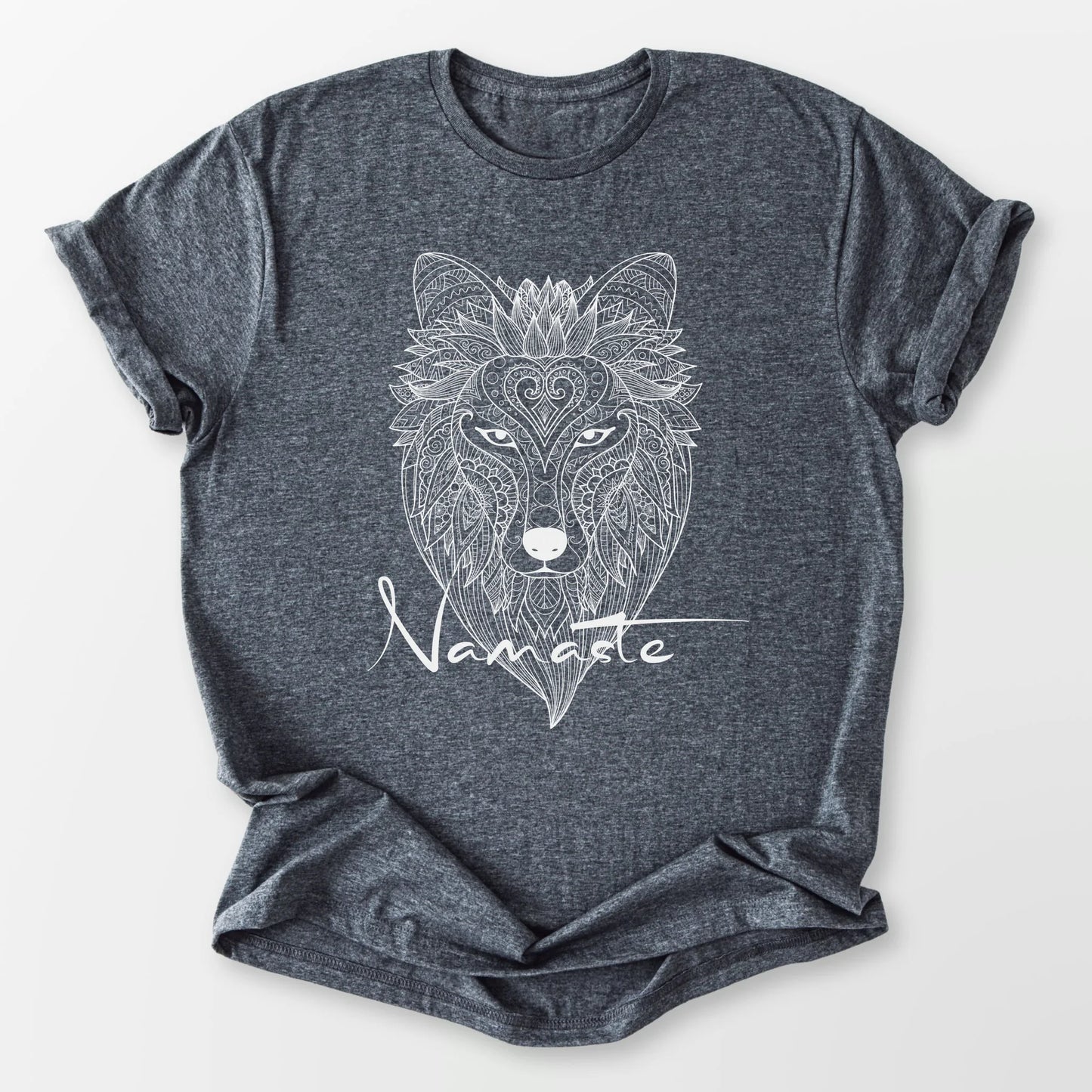 Namaste Wolf Tee Dark Heather Grey T-Shirt