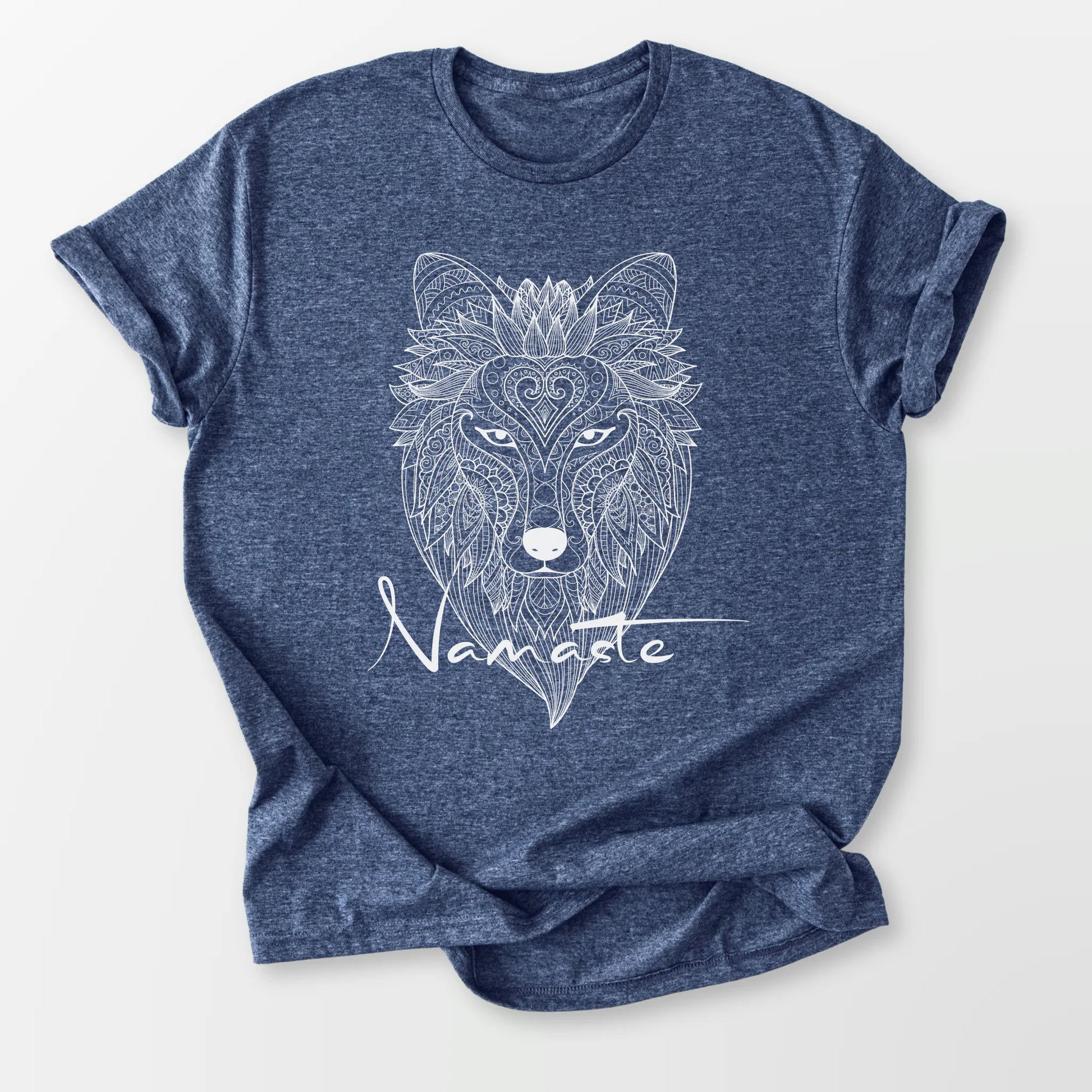 Namaste Wolf Tee Heather Navy T-Shirt