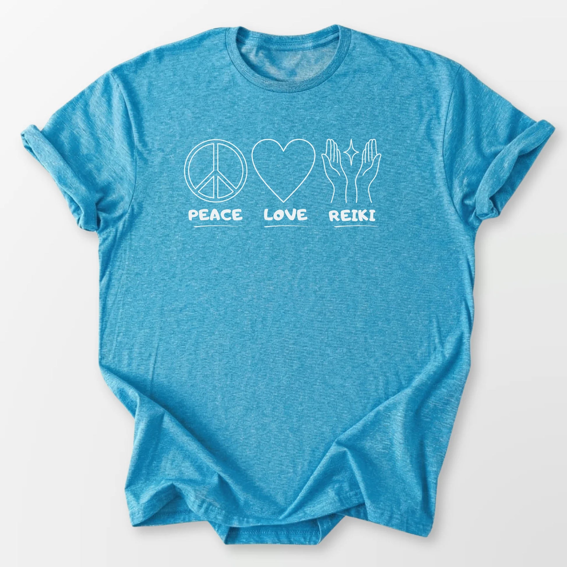 Peace Love Reiki Tee Heather Sapphire T-Shirt
