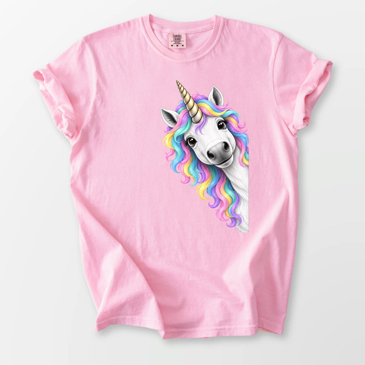 Peeking Unicorn Comfort Tee Blossom T-Shirt