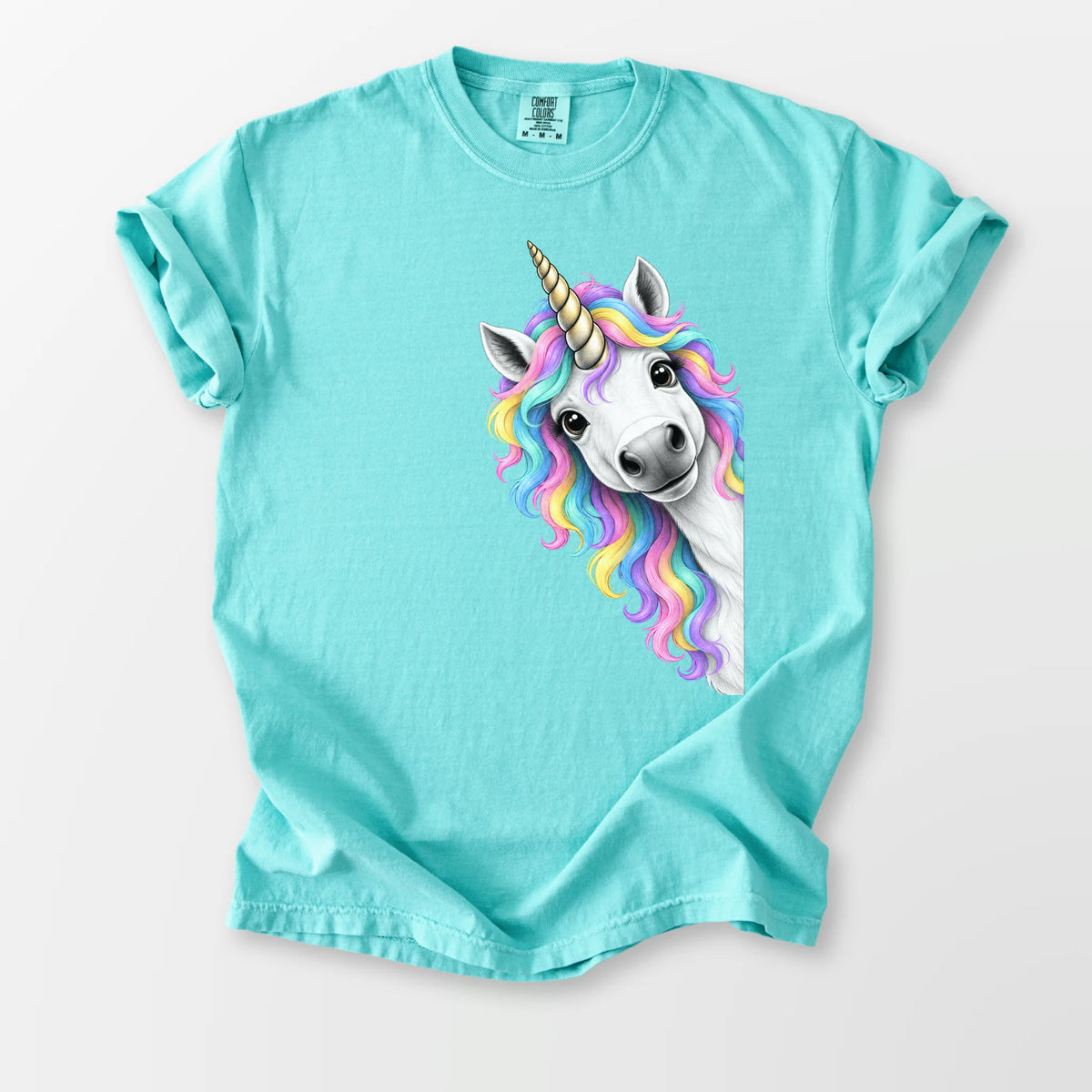 Peeking Unicorn Comfort Tee Chalky Mint T-Shirt