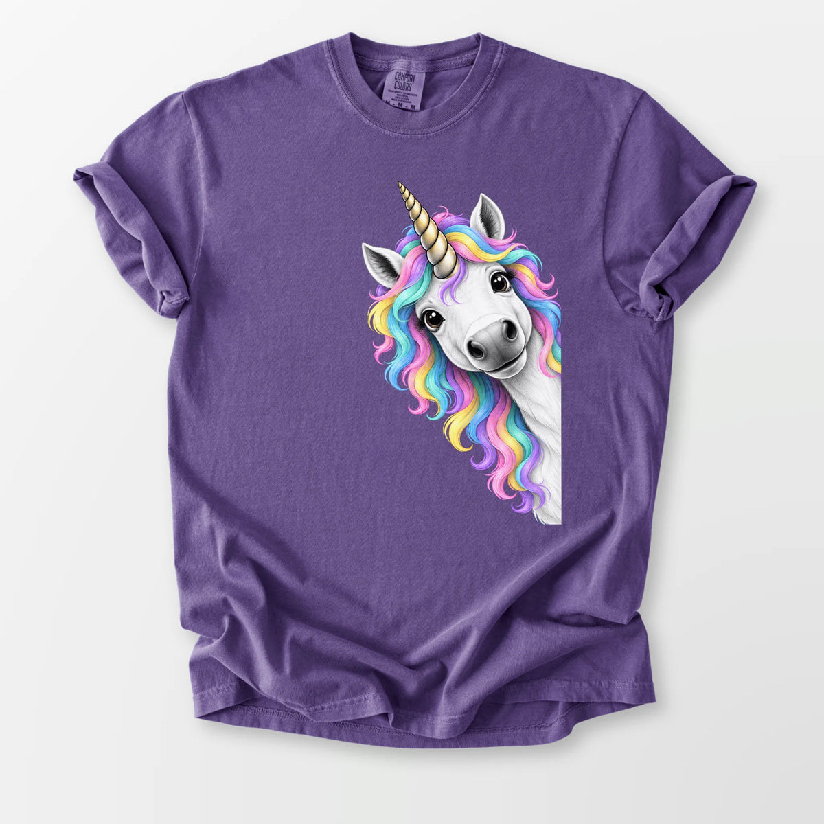 Peeking Unicorn Comfort Tee Grape T-Shirt