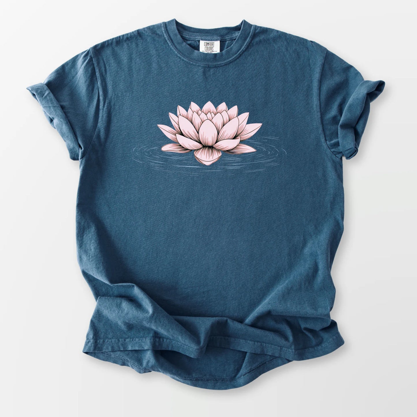 Pink Floating Lotus Comfort Tee Midnight T-Shirt