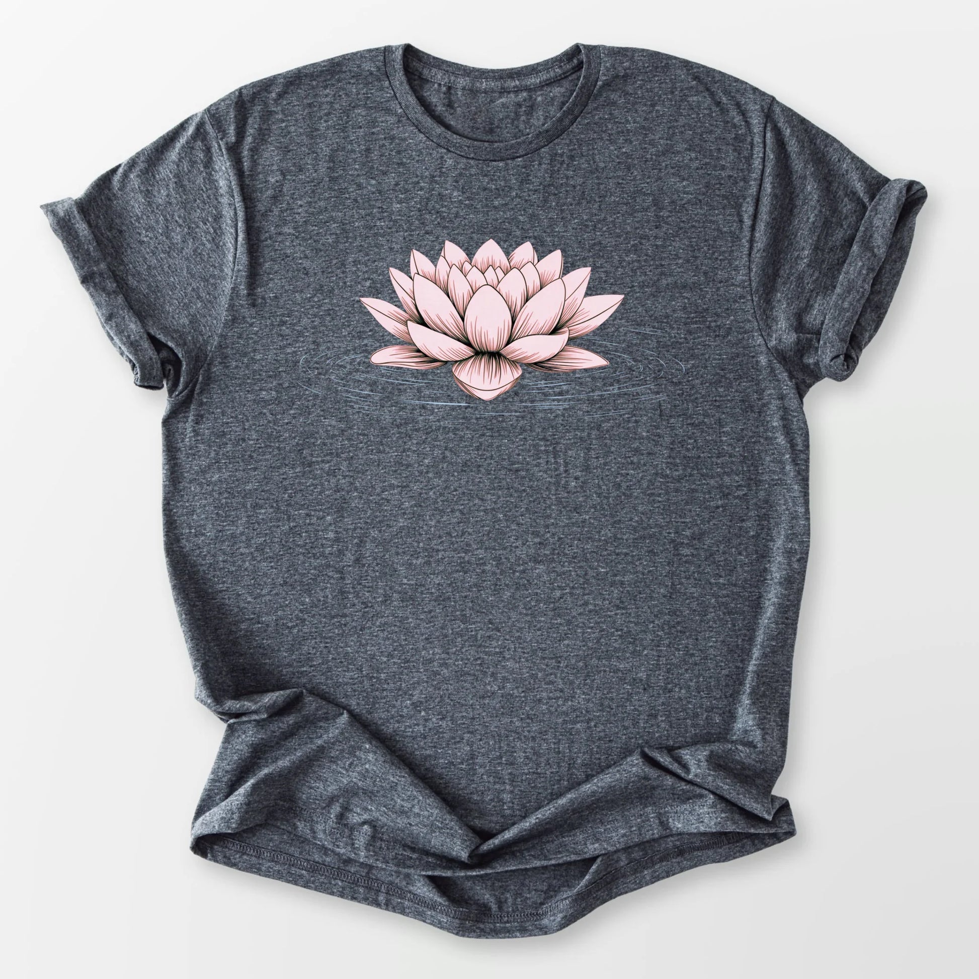 Pink Floating Lotus Tee Dark Heather Grey T-Shirt