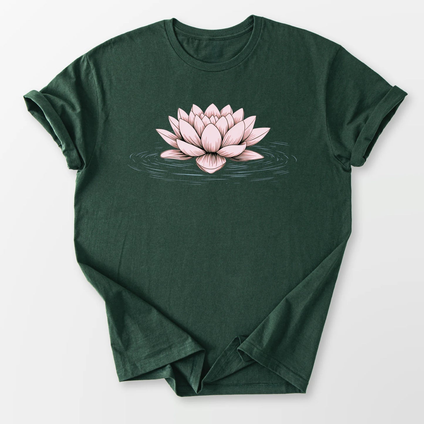 Pink Floating Lotus Tee Forest Green T-Shirt