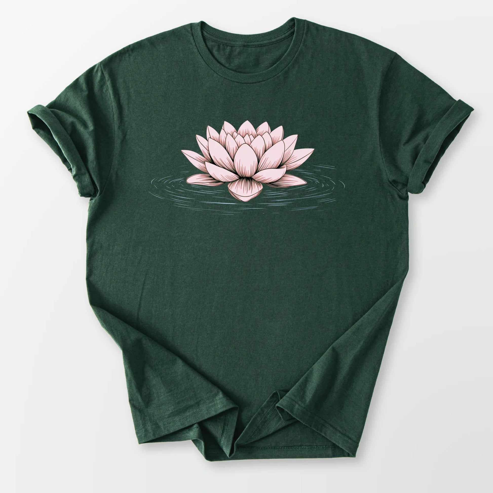 Pink Floating Lotus Tee Forest Green T-Shirt
