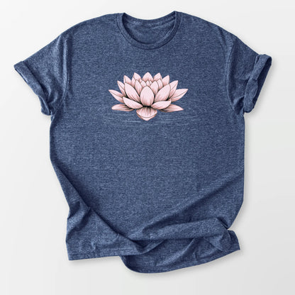 Pink Floating Lotus Tee Heather Navy T-Shirt