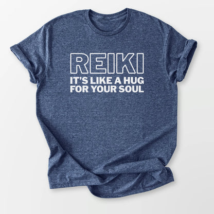 Reiki It's Like a Hug Tee Heather Navy T-Shirt