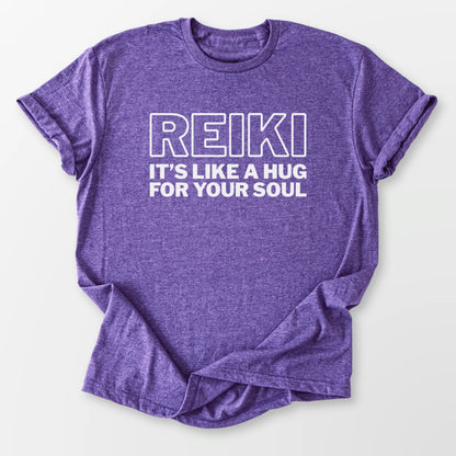 Reiki It's Like a Hug Tee Heather Purple T-Shirt