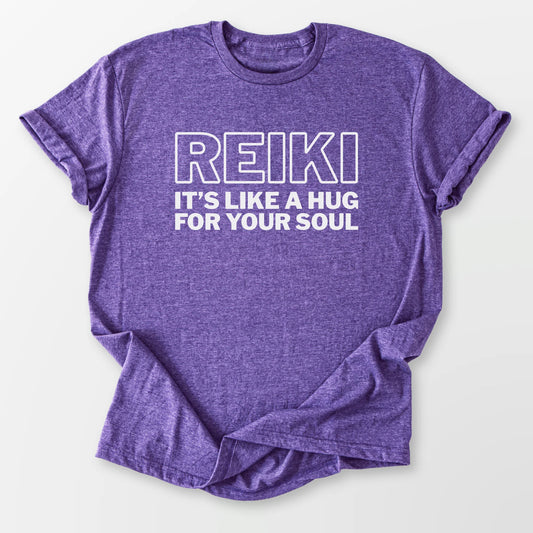 Reiki It's Like a Hug Tee Heather Purple T-Shirt