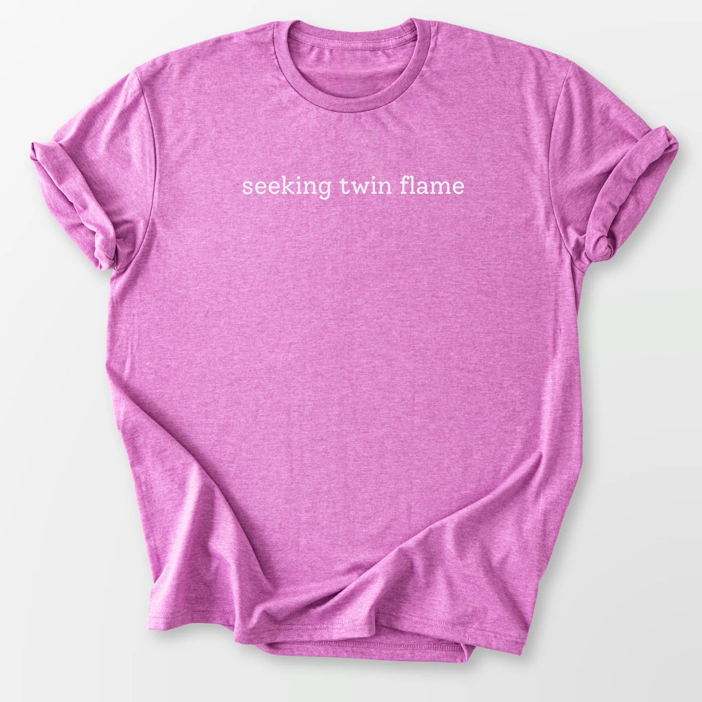 Seeking Twin Flame Tee Heather Radiant Orchid T-Shirt