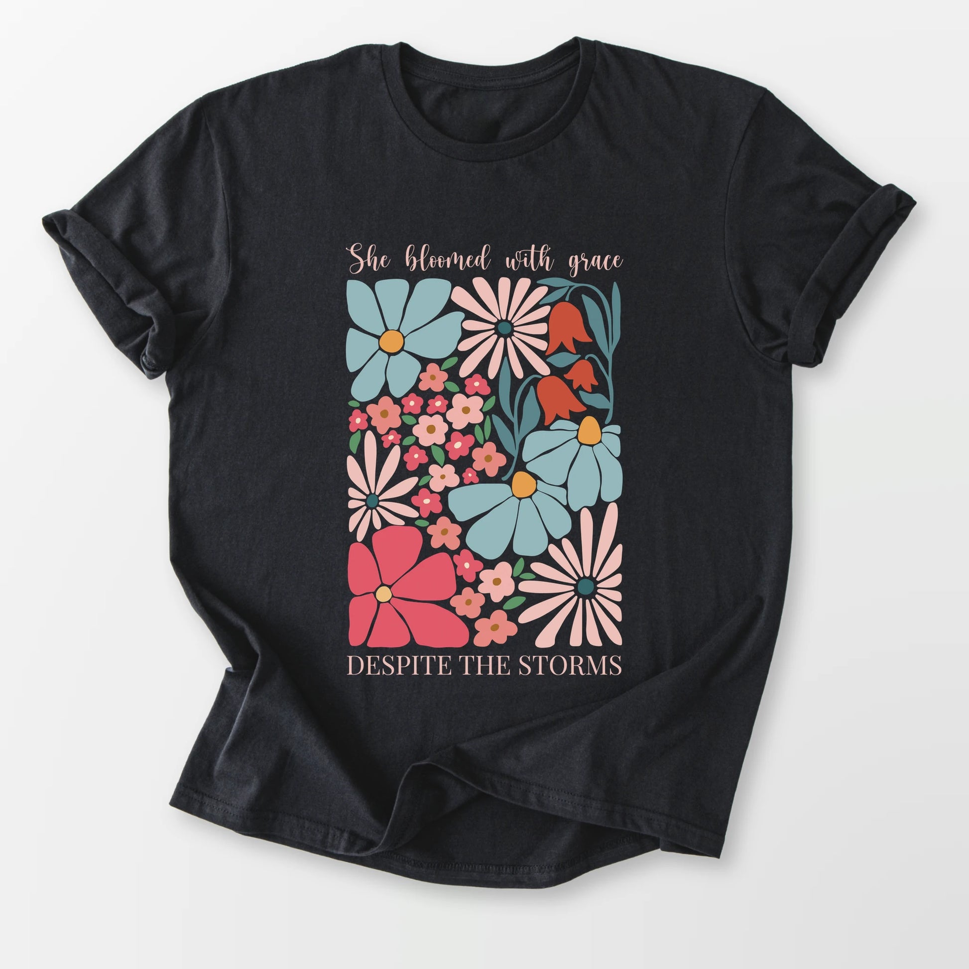 She Bloomed Tee Black T-Shirt