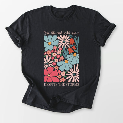 She Bloomed Tee Black T-Shirt