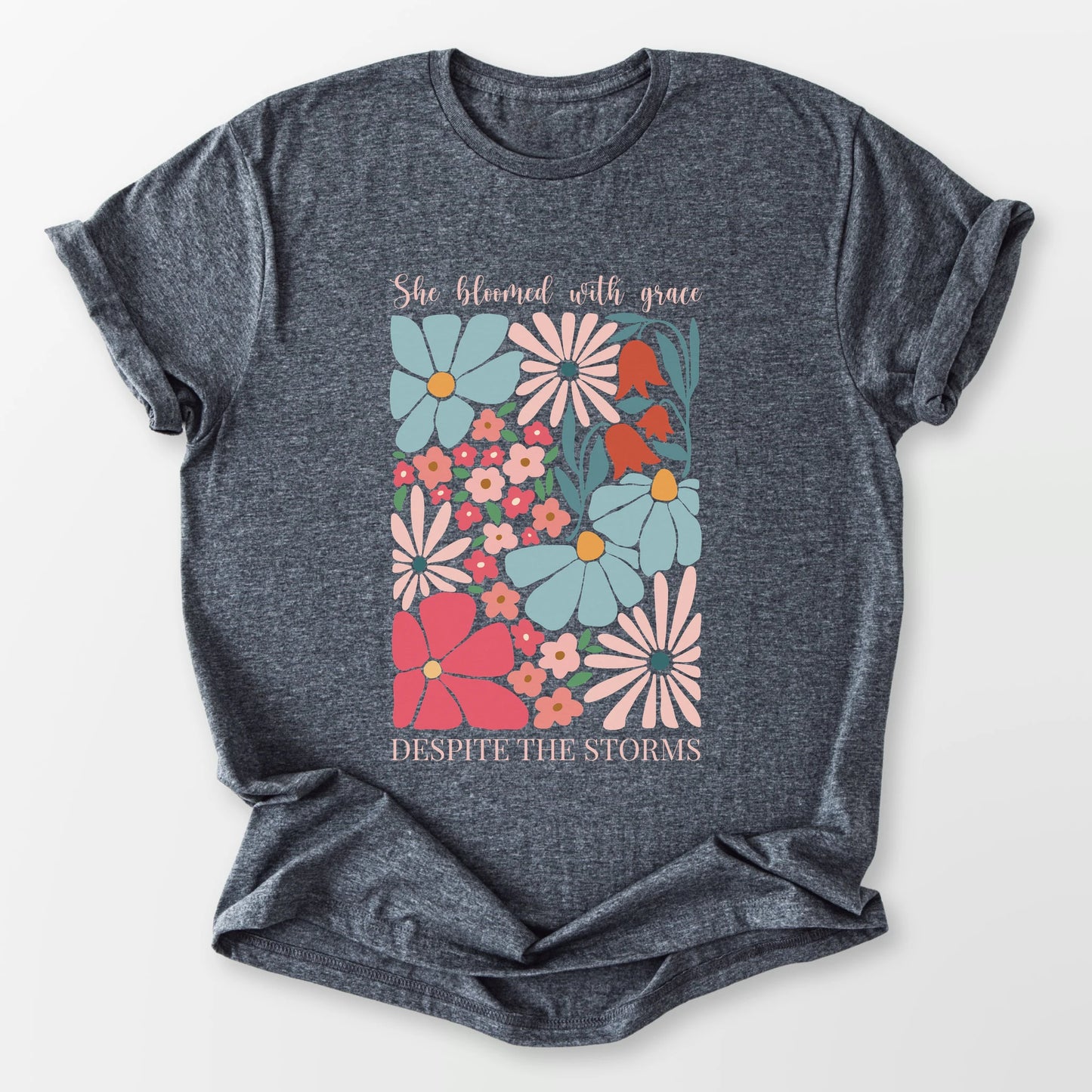 She Bloomed Tee Dark Heather Grey T-Shirt