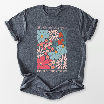 She Bloomed Tee Dark Heather Grey T-Shirt