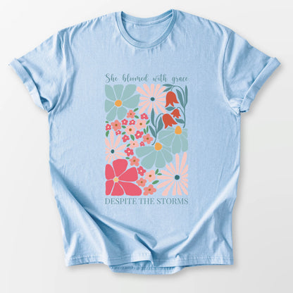 She Bloomed Tee Light Blue T-Shirt